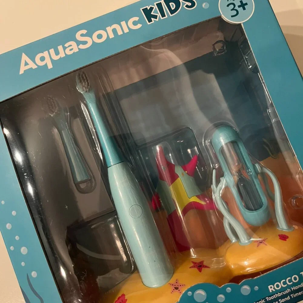 Kids Electric Toothbrush Set with‎ Starfish Base from AquaSonic  – Age 3+ (k/x)